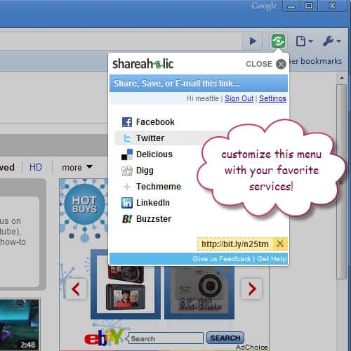 Shareaholic Sharing Extension for Chrome