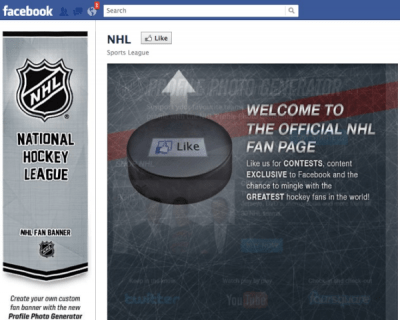 NHL Facebook page