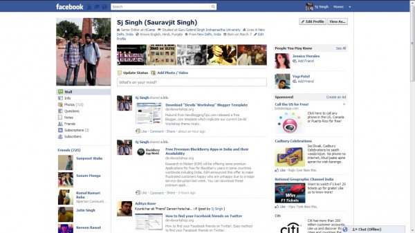 Facebook screenshot 2011