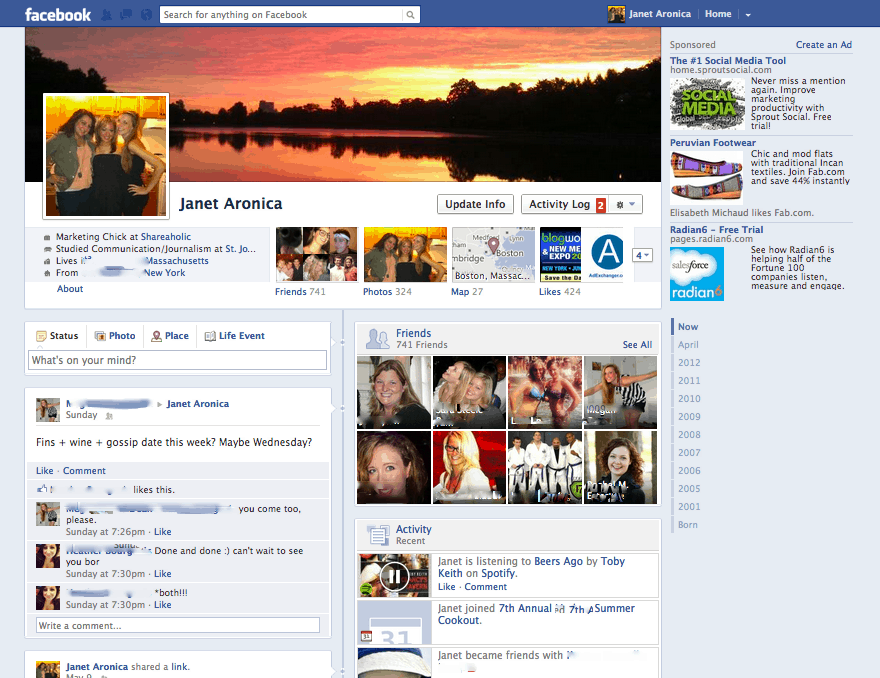 10 Screenshots Of The Old Facebook Designs The Content Marketing Blog Shareaholic