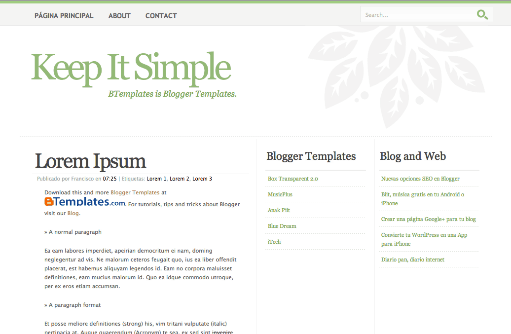 Keep It Simple Blogger Template