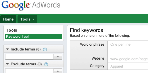 Google Keyword Tool