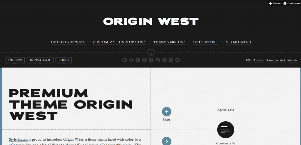 Origin West Tumblr Theme