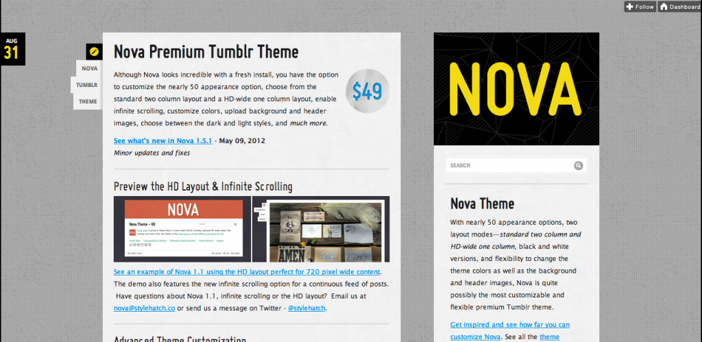 Nova Tumblr Theme