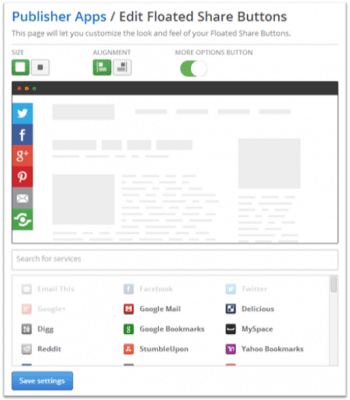 Floated Share Buttons Settings