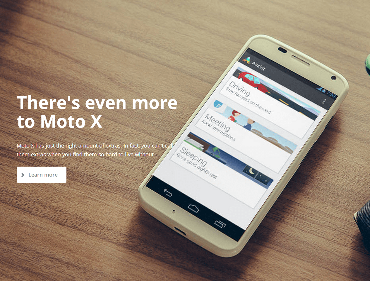 Moto X landing page