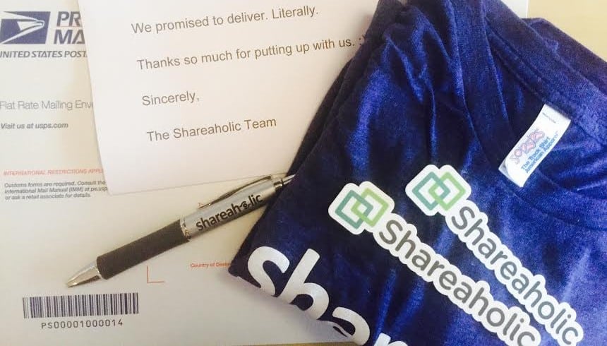 Shareaholic Swag Package Example